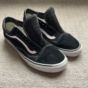 Unlaced Black and White “Old Skooler” Vans